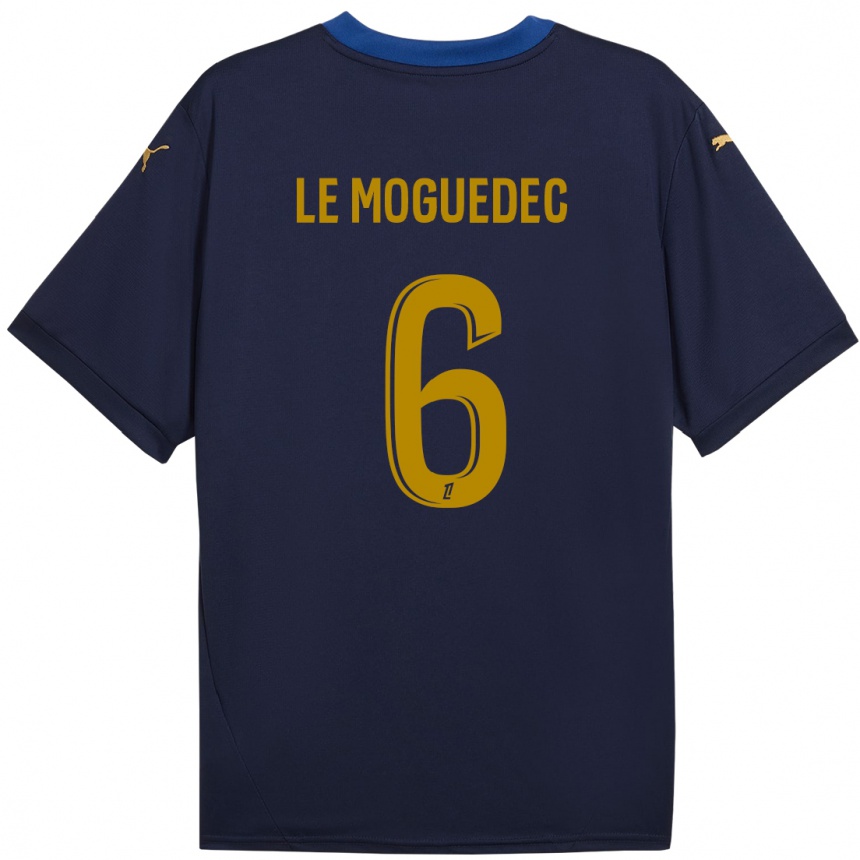 Kids Football Anaële Le Moguédec #6 Navy Gold Away Jersey 2024/25 T-Shirt Uk