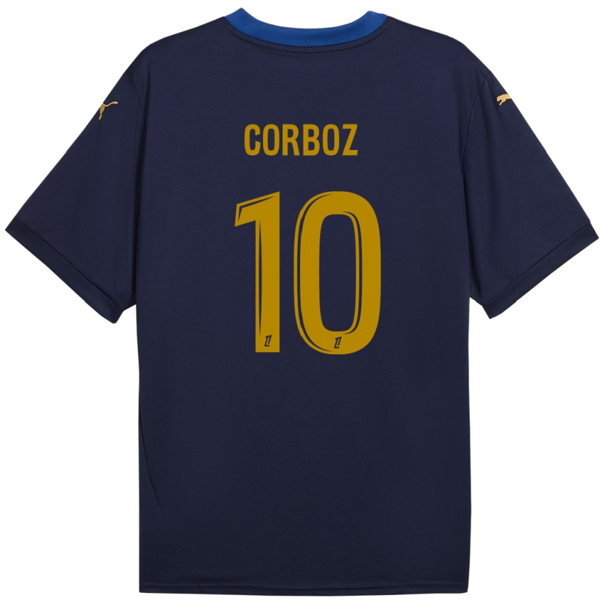 Kids Football Rachel Corboz #10 Navy Gold Away Jersey 2024/25 T-Shirt Uk