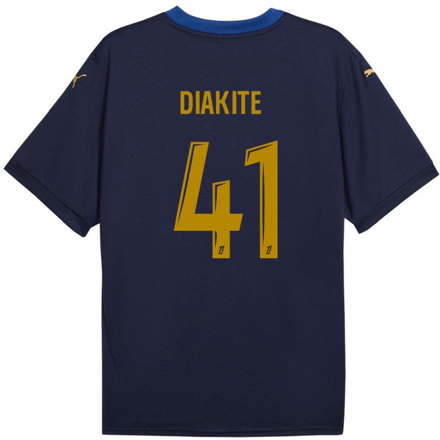 Kids Football Ibrahim Diakité #41 Navy Gold Away Jersey 2024/25 T-Shirt Uk