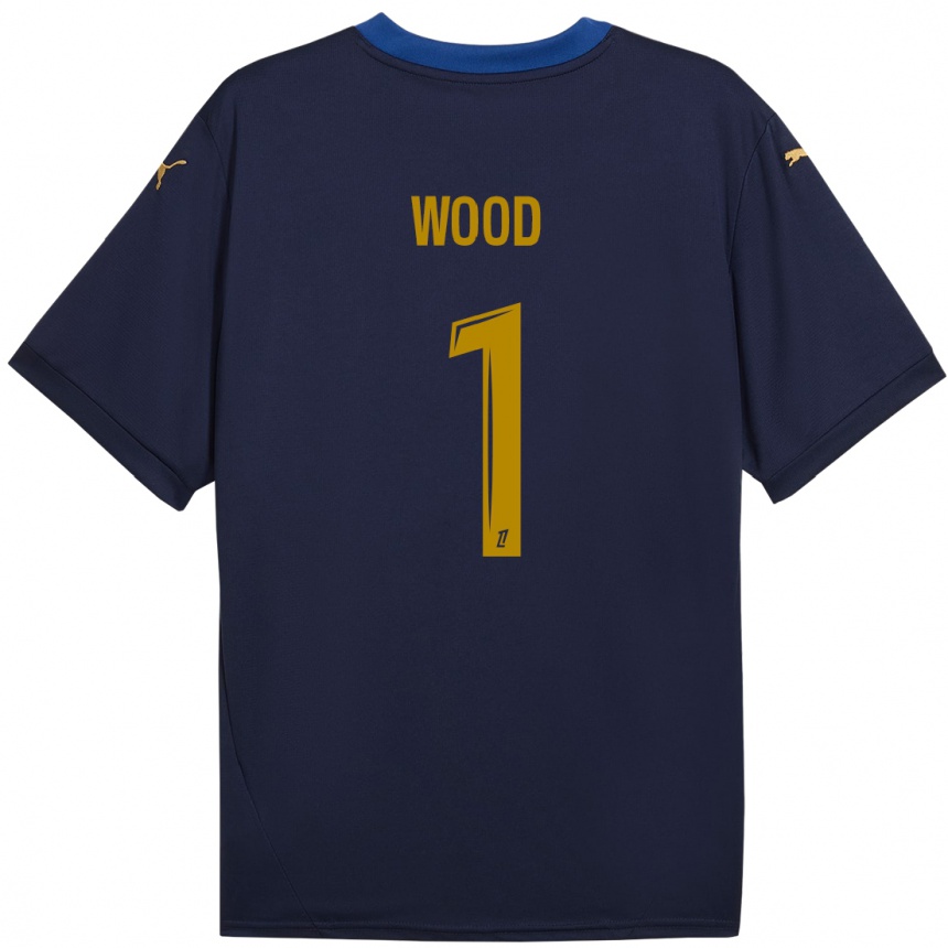 Kids Football Mackenzie Wood #1 Navy Gold Away Jersey 2024/25 T-Shirt Uk