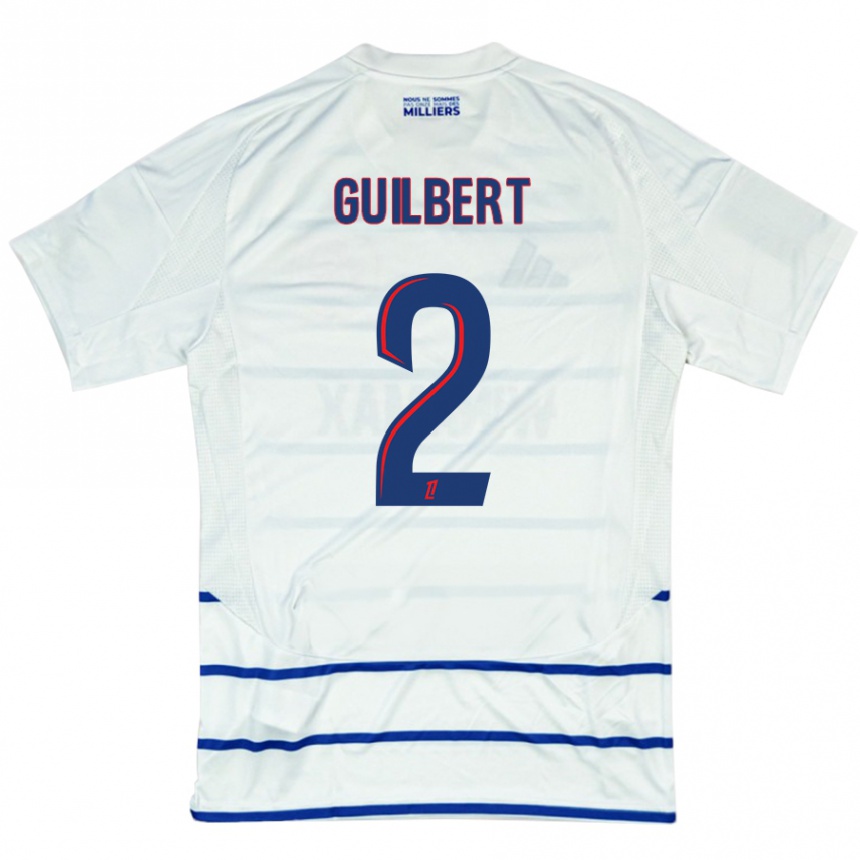 Kids Football Frédéric Guilbert #2 White Blue Away Jersey 2024/25 T-Shirt Uk