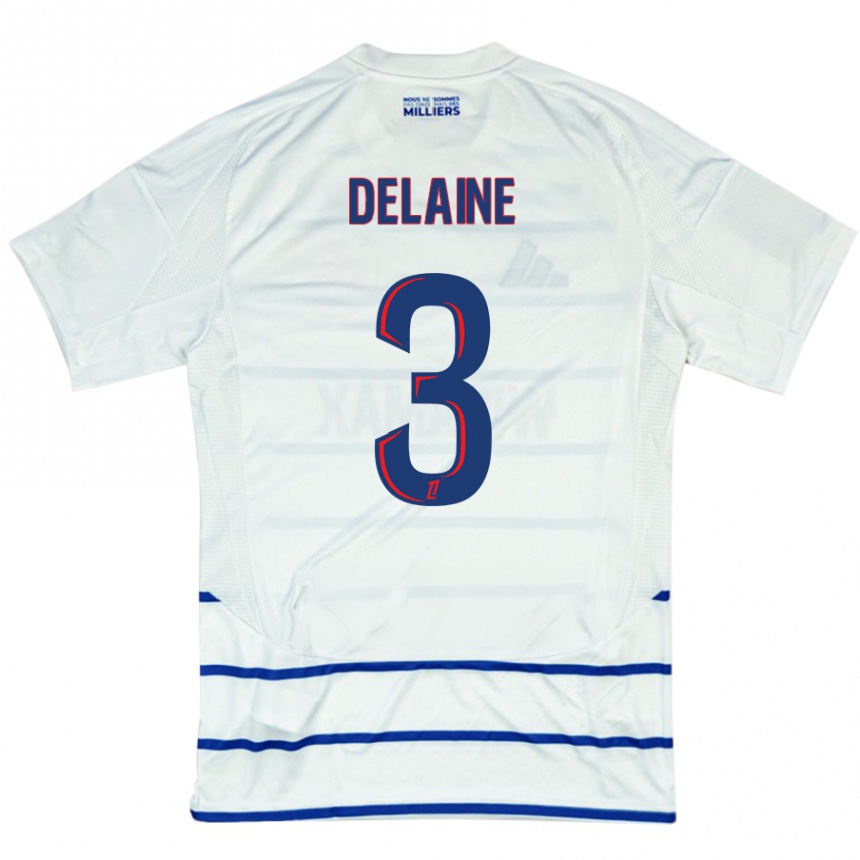 Kids Football Thomas Delaine #3 White Blue Away Jersey 2024/25 T-Shirt Uk