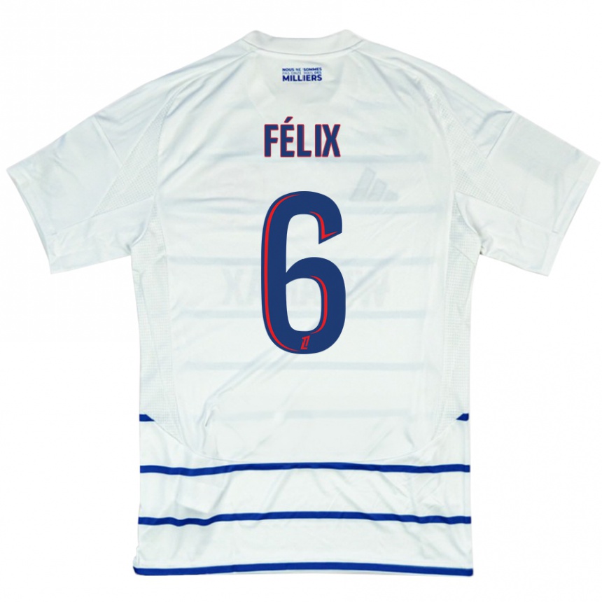 Kids Football Félix Lemaréchal #6 White Blue Away Jersey 2024/25 T-Shirt Uk