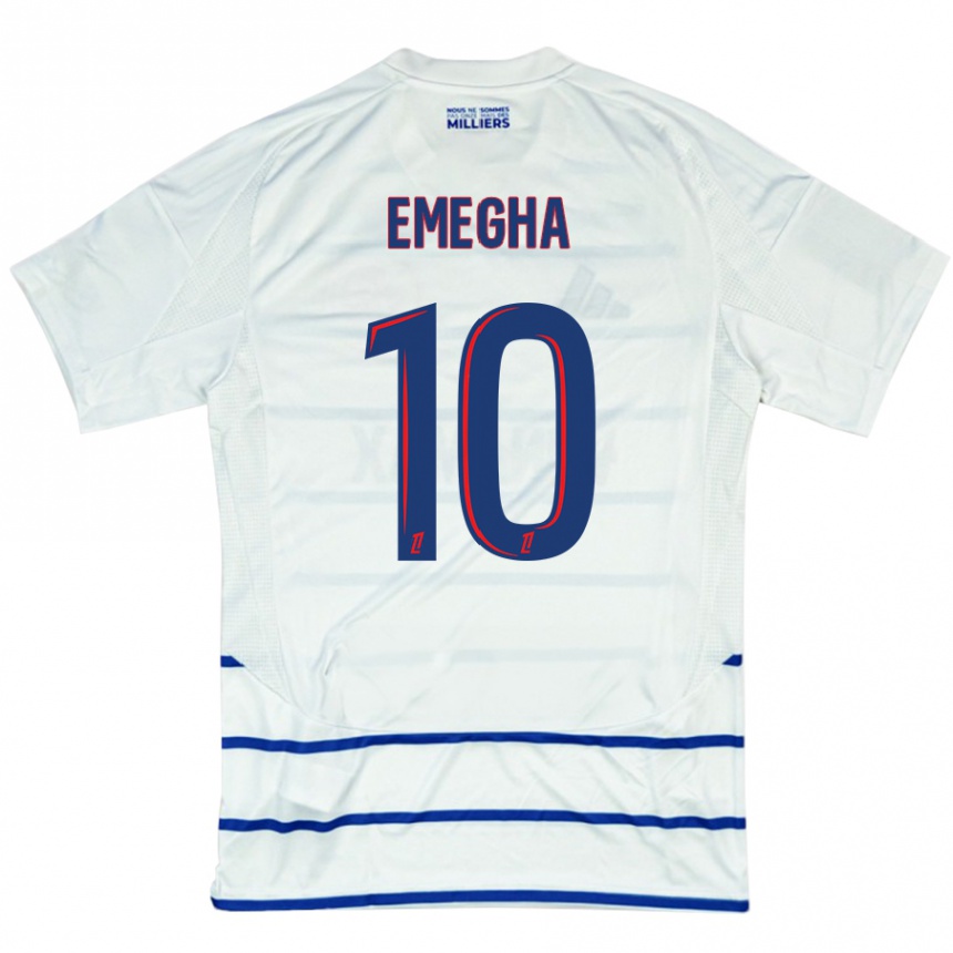 Kids Football Emanuel Emegha #10 White Blue Away Jersey 2024/25 T-Shirt Uk