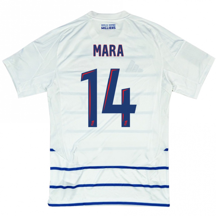 Kids Football Sékou Mara #14 White Blue Away Jersey 2024/25 T-Shirt Uk