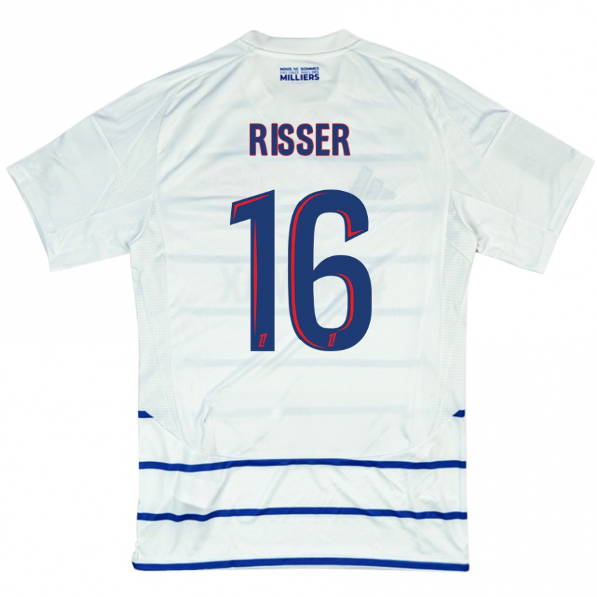 Kids Football Robin Risser #16 White Blue Away Jersey 2024/25 T-Shirt Uk