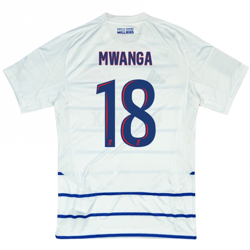 Kids Football Junior Mwanga #18 White Blue Away Jersey 2024/25 T-Shirt Uk