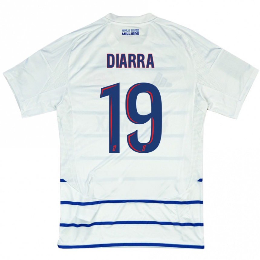 Kids Football Habib Diarra #19 White Blue Away Jersey 2024/25 T-Shirt Uk