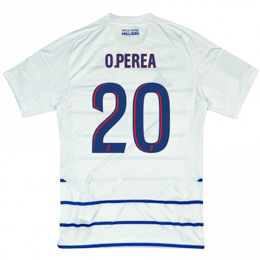 Kids Football Óscar Perea #20 White Blue Away Jersey 2024/25 T-Shirt Uk