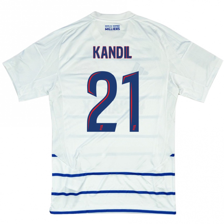 Kids Football Nordine Kandil #21 White Blue Away Jersey 2024/25 T-Shirt Uk