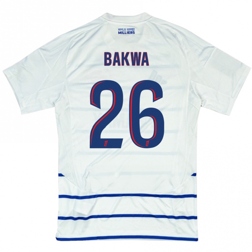 Kids Football Dilane Bakwa #26 White Blue Away Jersey 2024/25 T-Shirt Uk