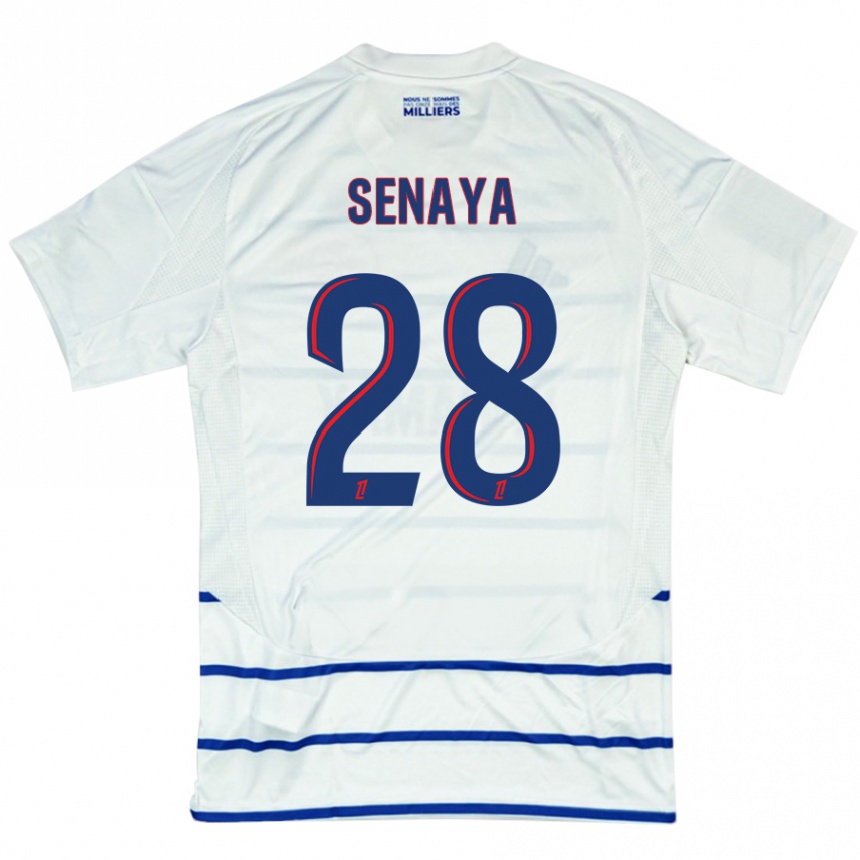 Kids Football Marvin Senaya #28 White Blue Away Jersey 2024/25 T-Shirt Uk