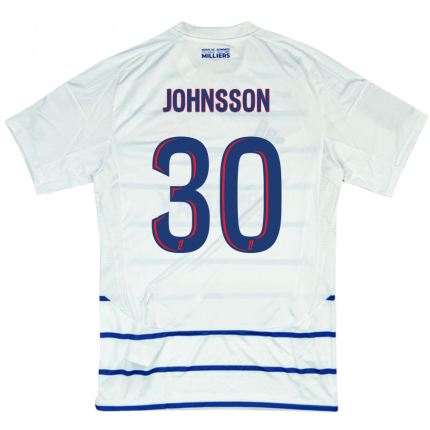 Kids Football Karl-Johan Johnsson #30 White Blue Away Jersey 2024/25 T-Shirt Uk