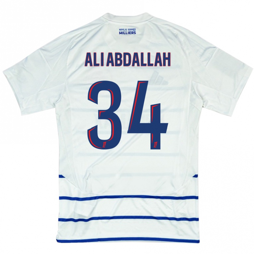 Kids Football Aboubacar Ali Abdallah #34 White Blue Away Jersey 2024/25 T-Shirt Uk