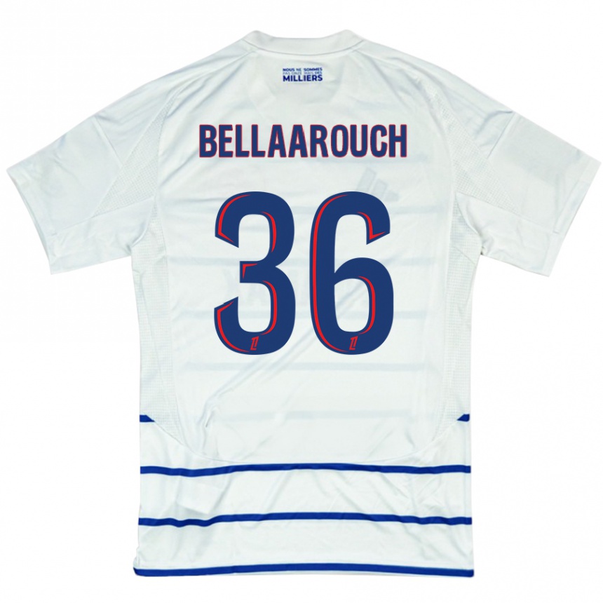 Kids Football Alaa Bellaarouch #36 White Blue Away Jersey 2024/25 T-Shirt Uk