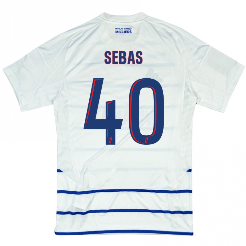 Kids Football Jérémy Sebas #40 White Blue Away Jersey 2024/25 T-Shirt Uk