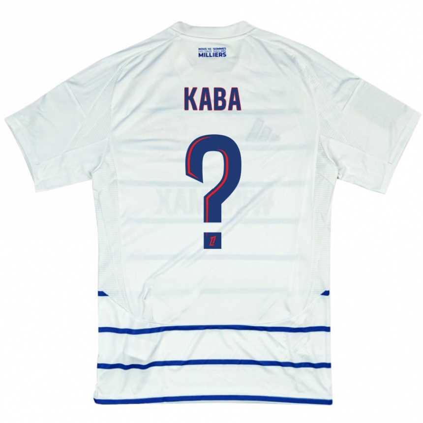 Kids Football Kanfory Kaba #0 White Blue Away Jersey 2024/25 T-Shirt Uk