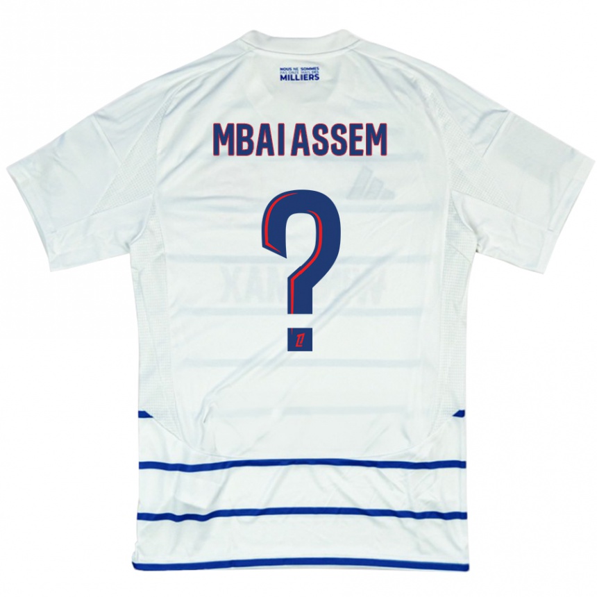 Kids Football Chris Mbaï-Assem #0 White Blue Away Jersey 2024/25 T-Shirt Uk