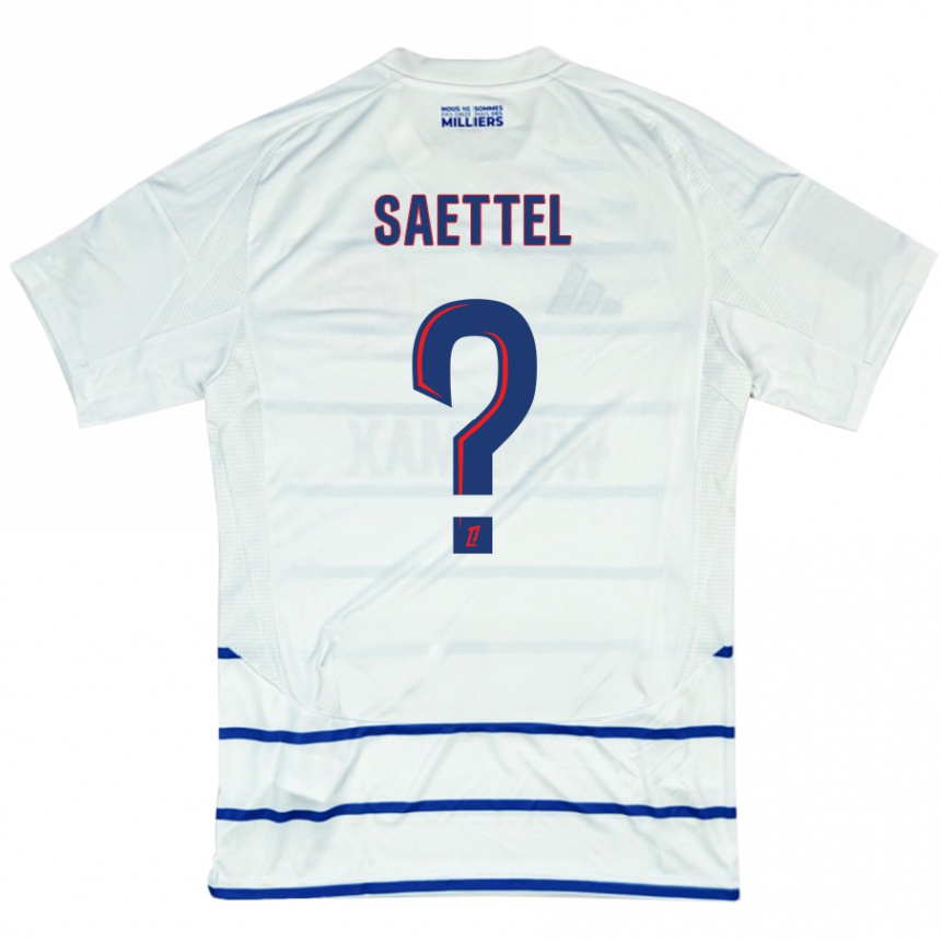 Kids Football Tom Saettel #0 White Blue Away Jersey 2024/25 T-Shirt Uk