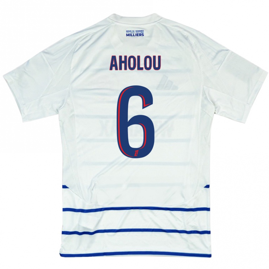 Kids Football Jean-Eudes Aholou #6 White Blue Away Jersey 2024/25 T-Shirt Uk