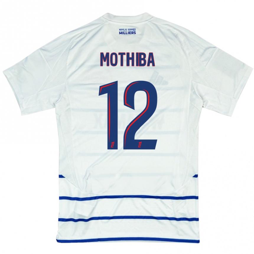 Kids Football Lebo Mothiba #12 White Blue Away Jersey 2024/25 T-Shirt Uk