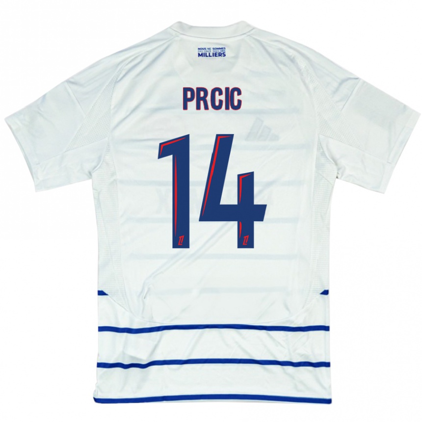 Kids Football Sanjin Prcic #14 White Blue Away Jersey 2024/25 T-Shirt Uk