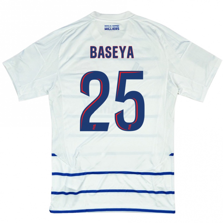 Kids Football Steven Baseya #25 White Blue Away Jersey 2024/25 T-Shirt Uk