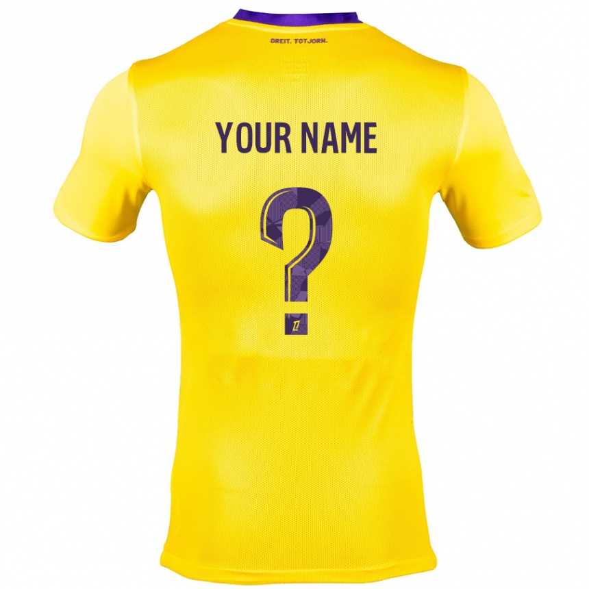 Kids Football Your Name #0 Yellow Purple Away Jersey 2024/25 T-Shirt Uk