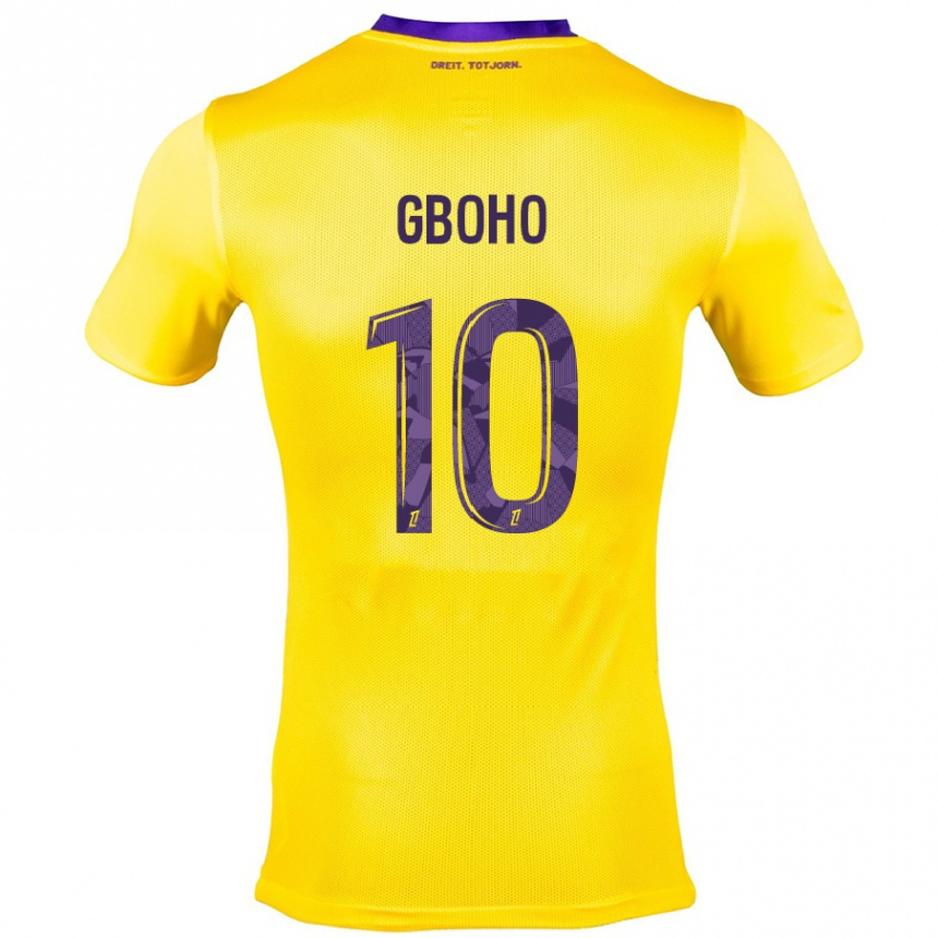 Kids Football Yann Gboho #10 Yellow Purple Away Jersey 2024/25 T-Shirt Uk