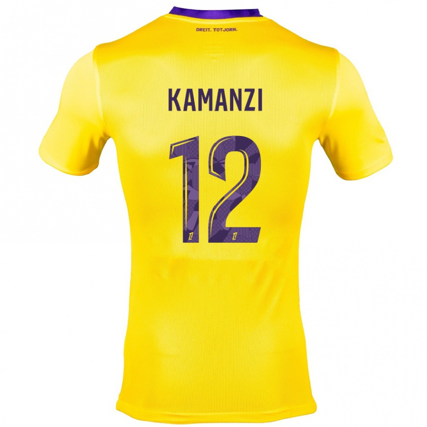 Kids Football Warren Kamanzi #12 Yellow Purple Away Jersey 2024/25 T-Shirt Uk