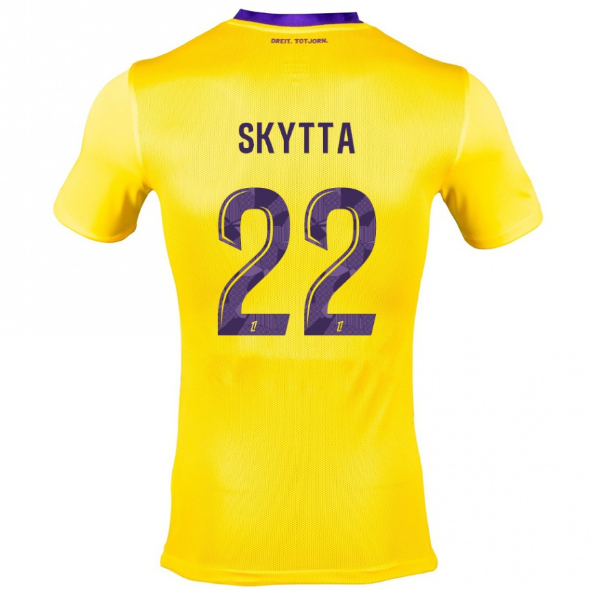 Kids Football Naatan Skyttä #22 Yellow Purple Away Jersey 2024/25 T-Shirt Uk