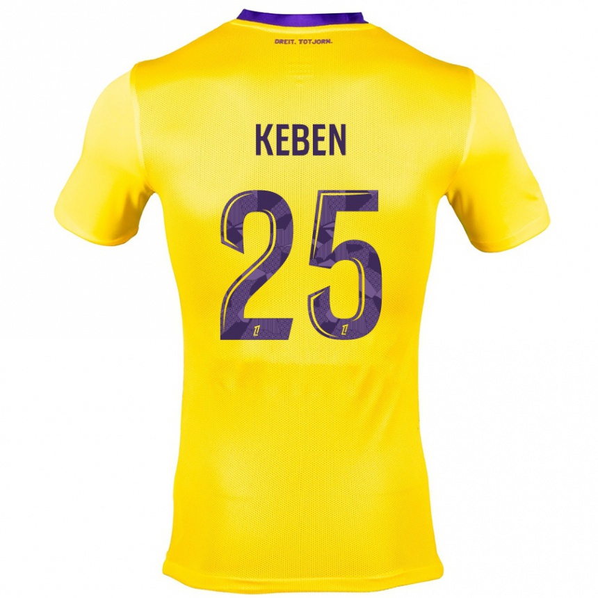 Kids Football Kévin Keben #25 Yellow Purple Away Jersey 2024/25 T-Shirt Uk