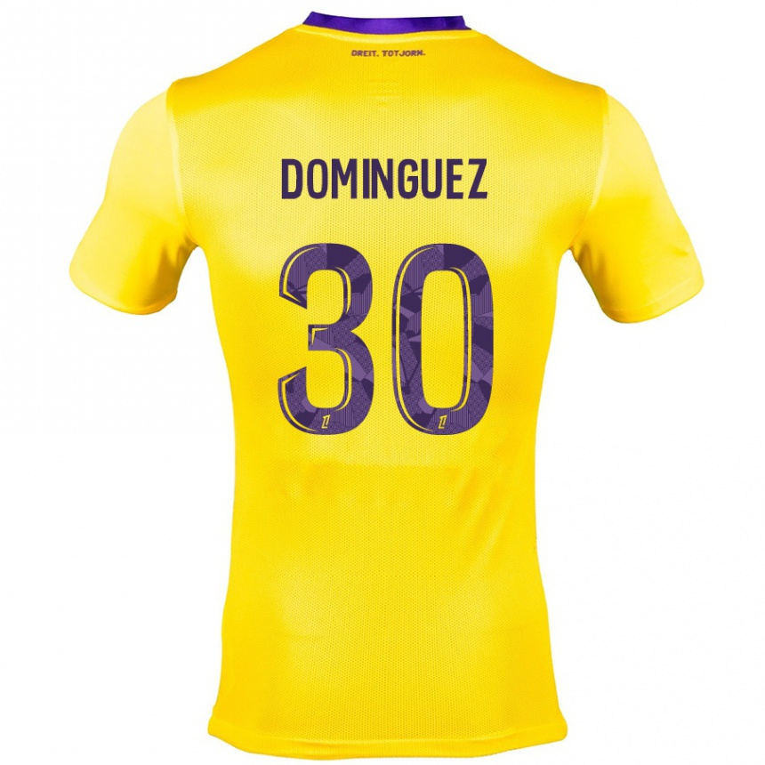 Kids Football Álex Domínguez #30 Yellow Purple Away Jersey 2024/25 T-Shirt Uk