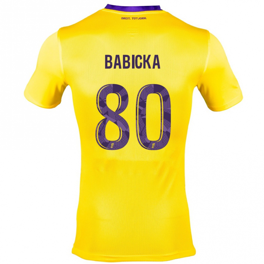 Kids Football Shavy Babicka #80 Yellow Purple Away Jersey 2024/25 T-Shirt Uk