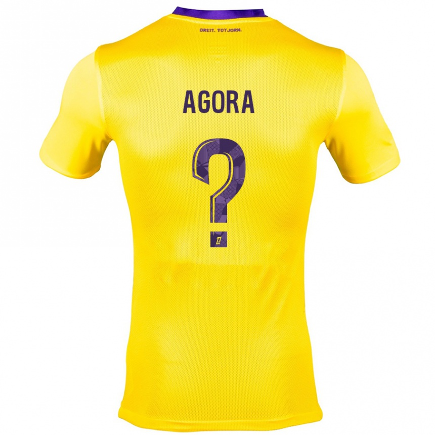 Kids Football Yannick Agora #0 Yellow Purple Away Jersey 2024/25 T-Shirt Uk