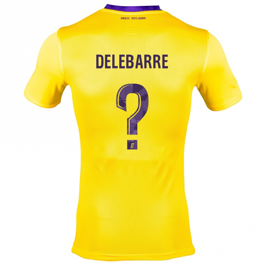 Kids Football Mathis Delebarre #0 Yellow Purple Away Jersey 2024/25 T-Shirt Uk