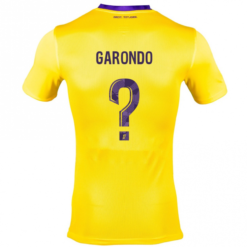 Kids Football Thibaud Garondo #0 Yellow Purple Away Jersey 2024/25 T-Shirt Uk