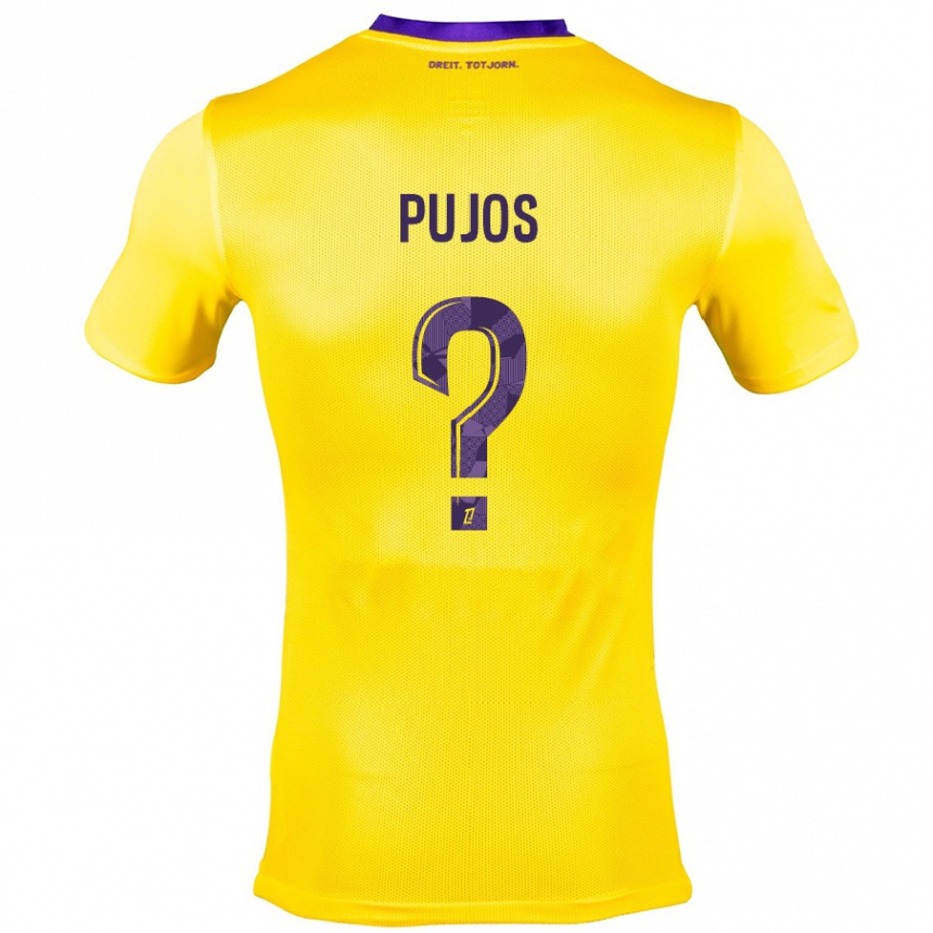 Kids Football Clément Pujos #0 Yellow Purple Away Jersey 2024/25 T-Shirt Uk