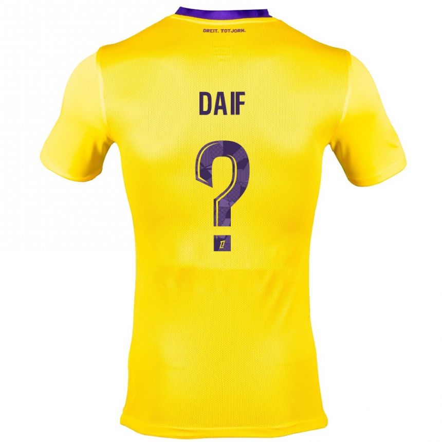 Kids Football Mouhamed Daif #0 Yellow Purple Away Jersey 2024/25 T-Shirt Uk