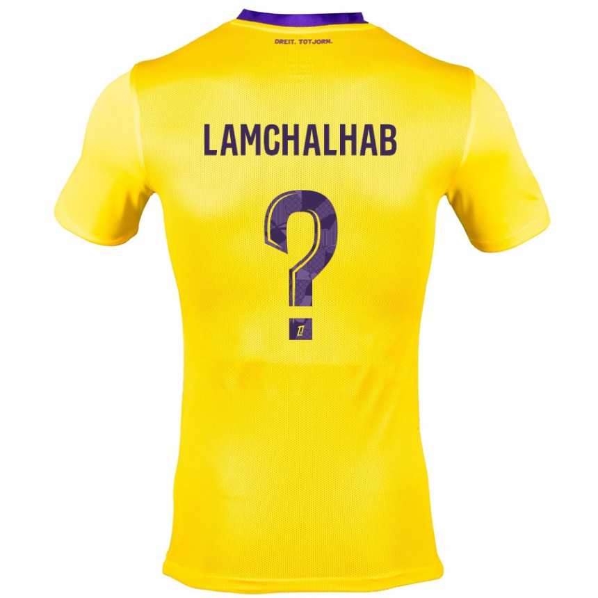 Kids Football Merwan Lamchalhab #0 Yellow Purple Away Jersey 2024/25 T-Shirt Uk