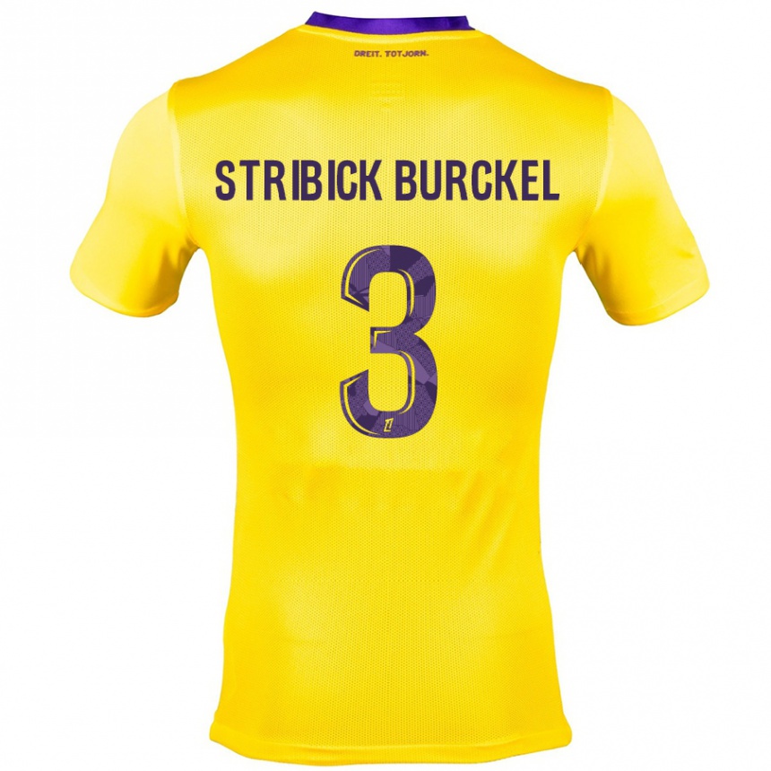 Kids Football Laetitia Stribick-Burckel #3 Yellow Purple Away Jersey 2024/25 T-Shirt Uk