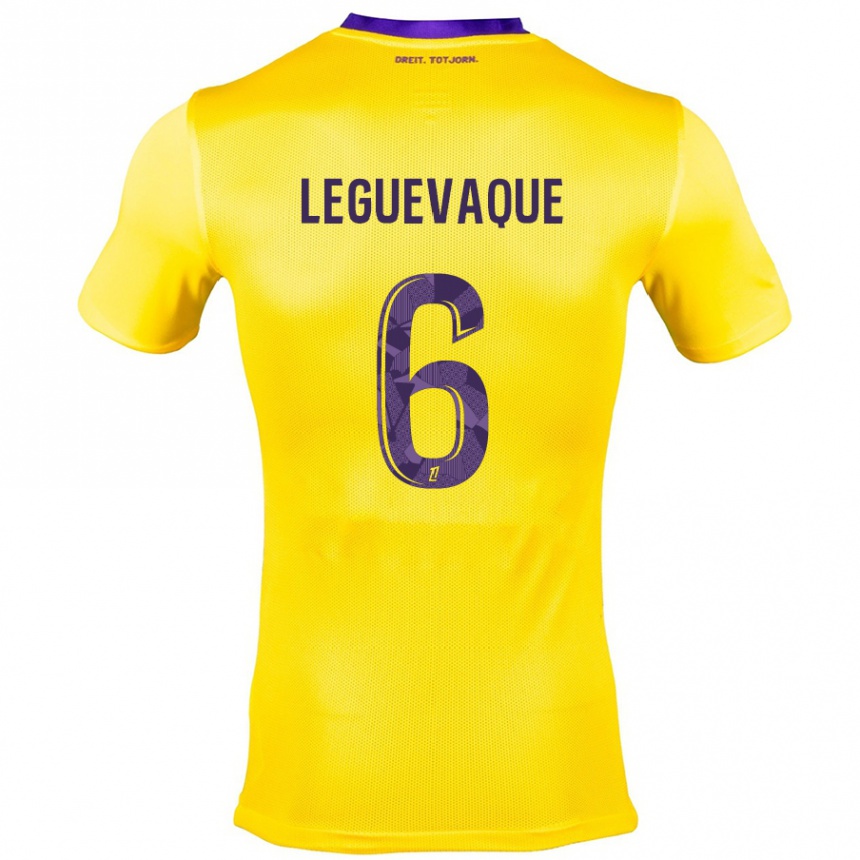 Kids Football Laurie Leguevaque #6 Yellow Purple Away Jersey 2024/25 T-Shirt Uk