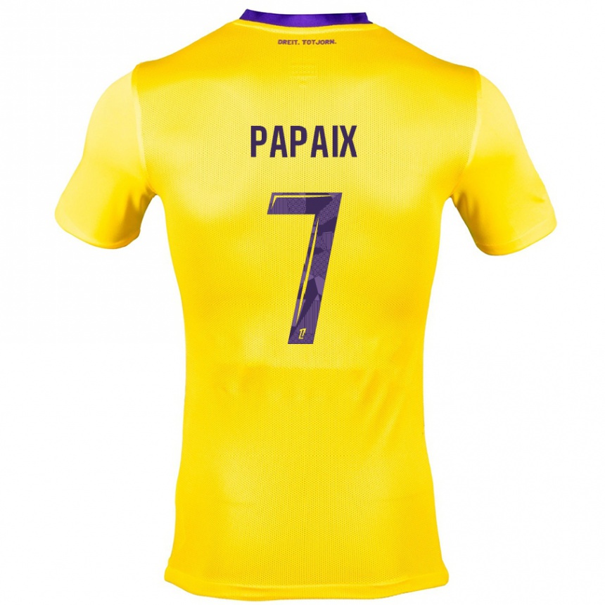 Kids Football Marie Papaix #7 Yellow Purple Away Jersey 2024/25 T-Shirt Uk