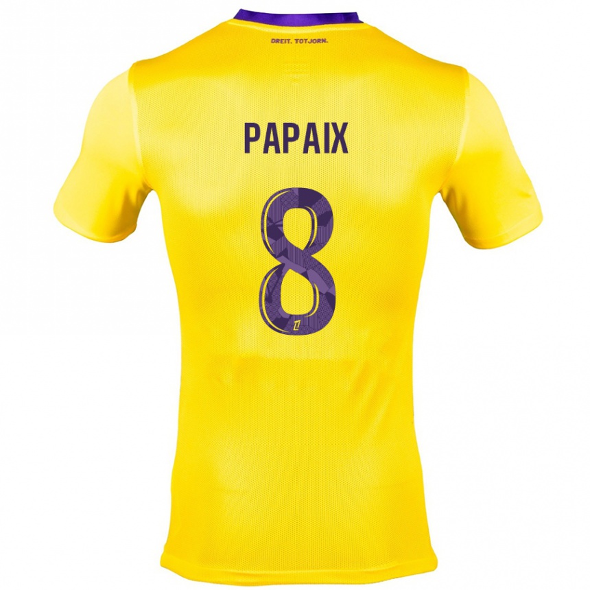 Kids Football Pauline Papaix #8 Yellow Purple Away Jersey 2024/25 T-Shirt Uk