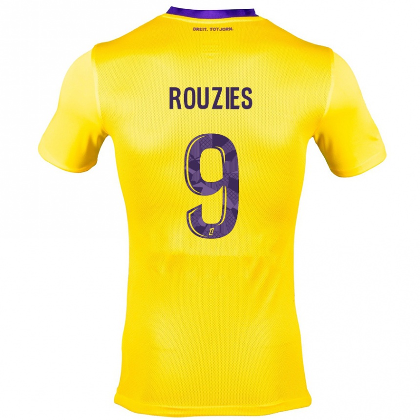 Kids Football Manon Rouzies #9 Yellow Purple Away Jersey 2024/25 T-Shirt Uk