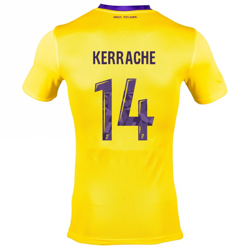 Kids Football Marina Kerrache #14 Yellow Purple Away Jersey 2024/25 T-Shirt Uk