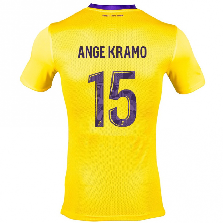 Kids Football Marie Ange Kramo #15 Yellow Purple Away Jersey 2024/25 T-Shirt Uk