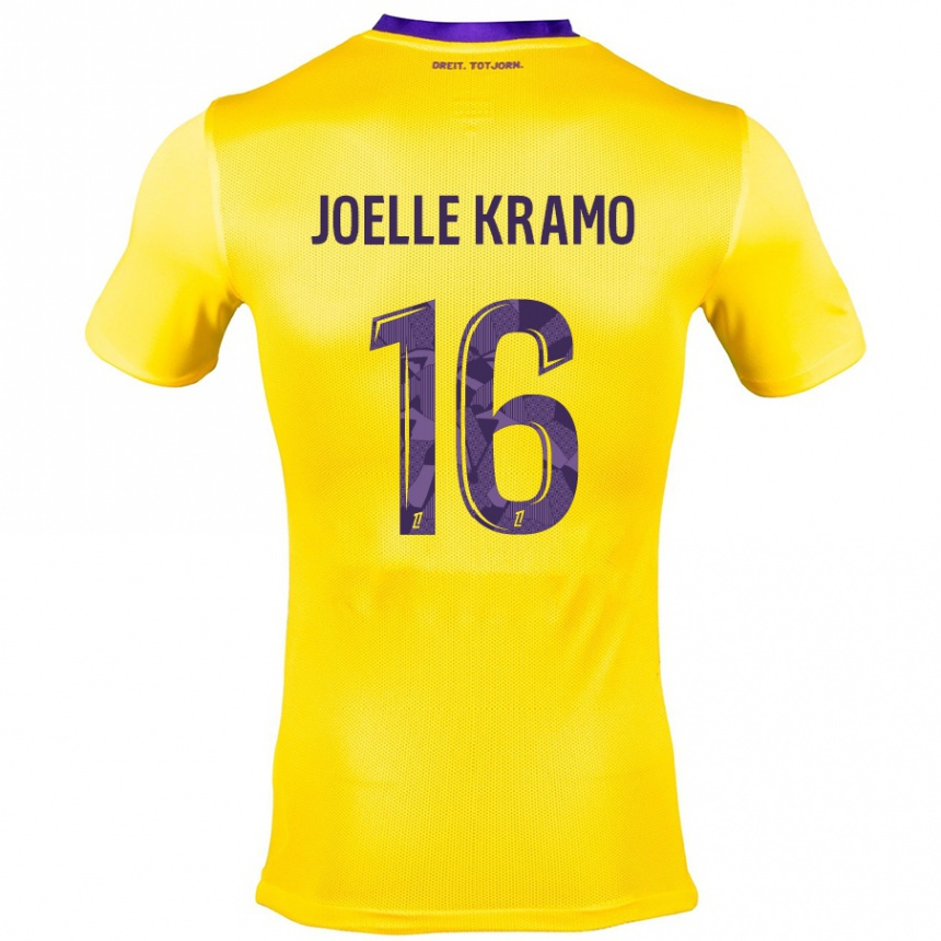 Kids Football Marie Joelle Kramo #16 Yellow Purple Away Jersey 2024/25 T-Shirt Uk