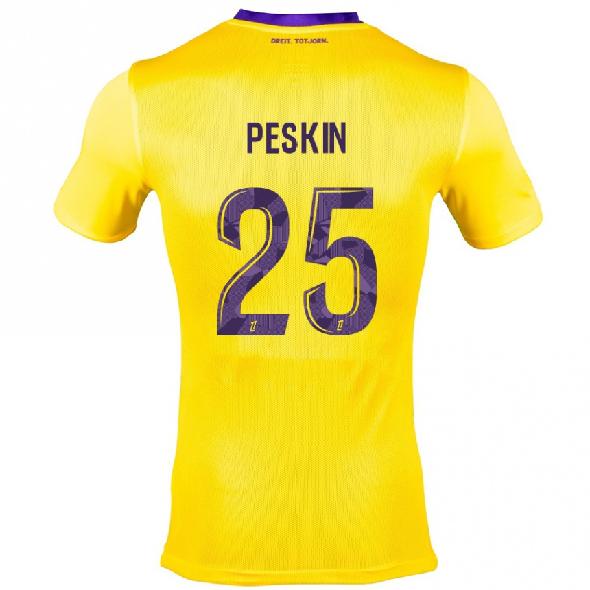 Kids Football Kelso Peskin #25 Yellow Purple Away Jersey 2024/25 T-Shirt Uk