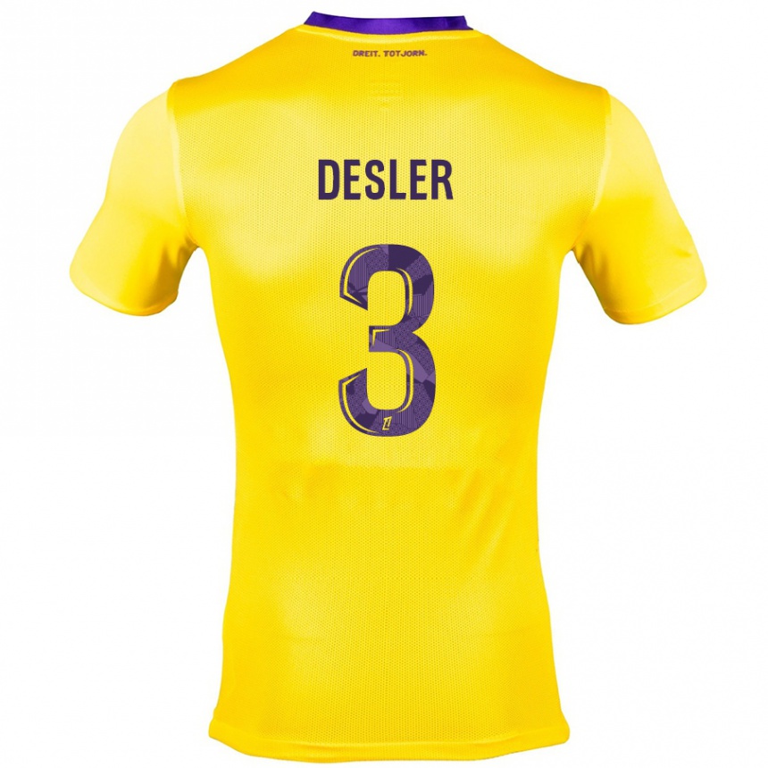 Kids Football Mikkel Desler #3 Yellow Purple Away Jersey 2024/25 T-Shirt Uk